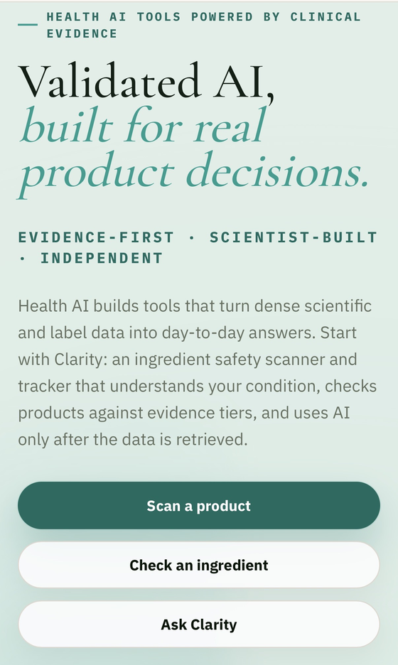 Clarity, the shipped ingredient-safety app